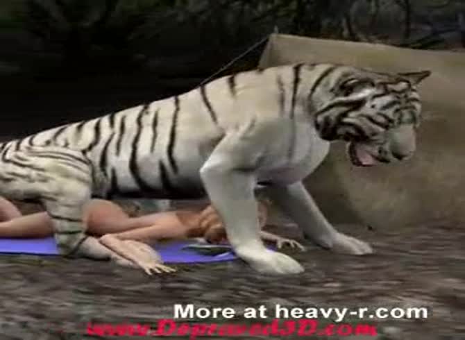 Video :Beastiality porno of lady getting banged by a huge white tiger