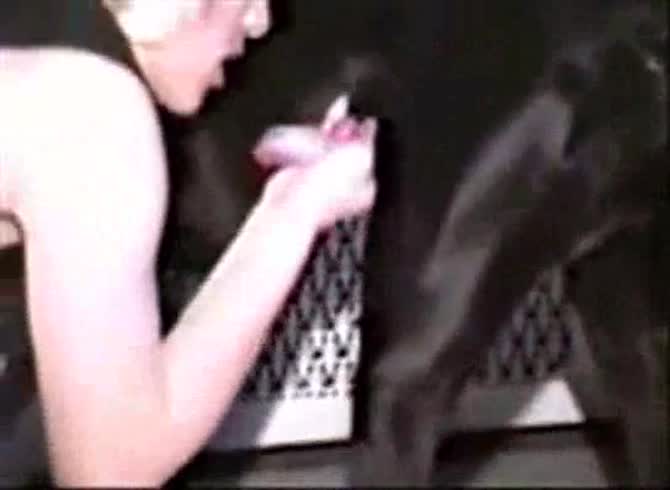 Video :Extreme animal sex with black dog and a skinny babe